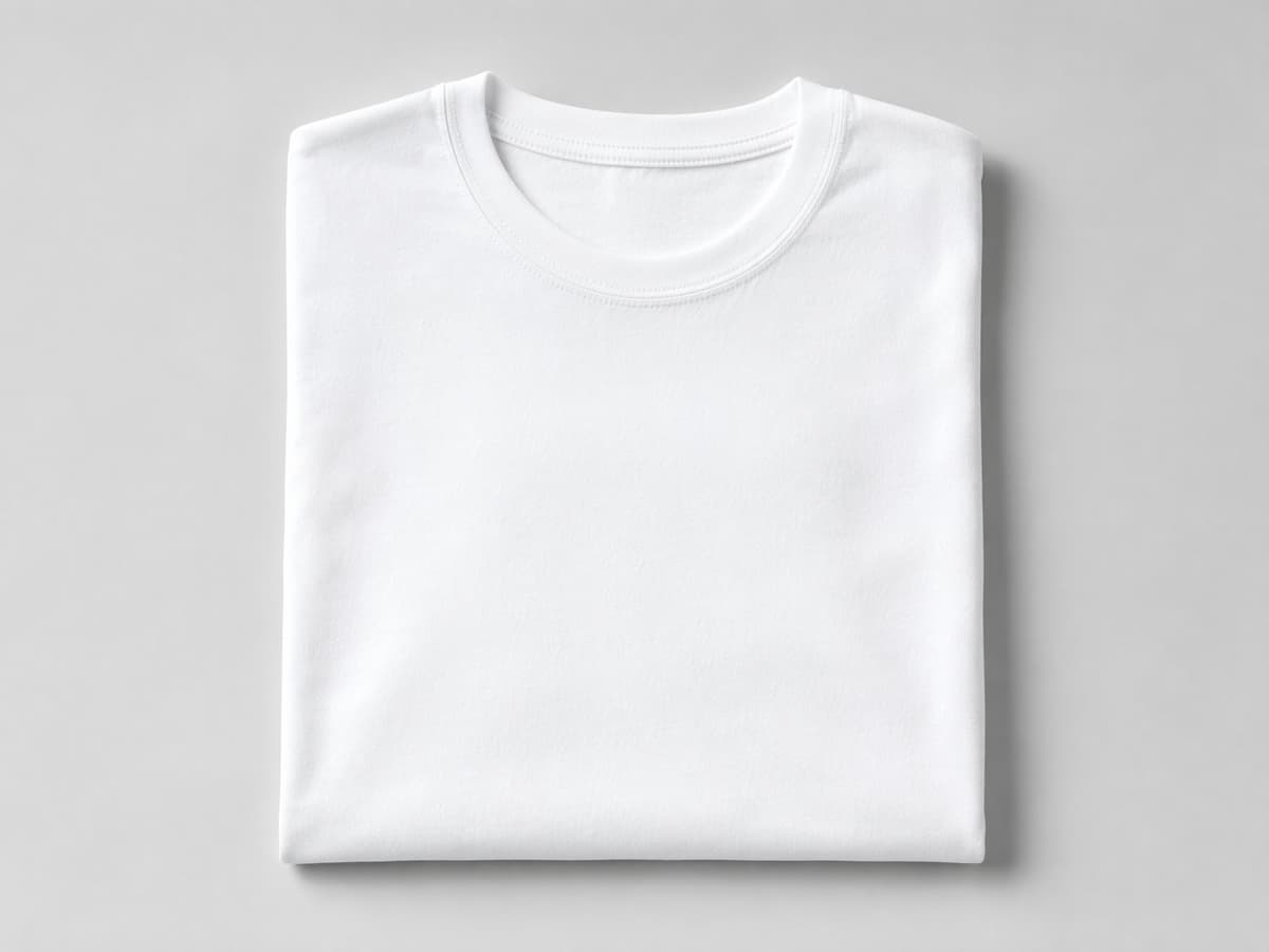 White private label T-shirt, flat-lay product photo on a neutral studio background.